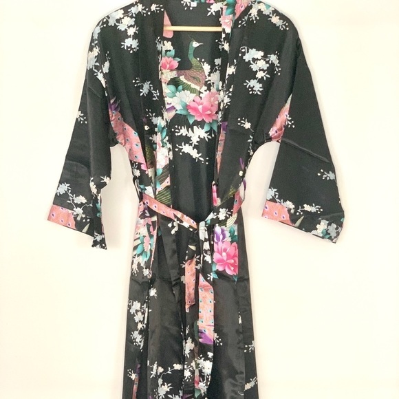 Floral Long Satin Kimono - Picture 8 of 8